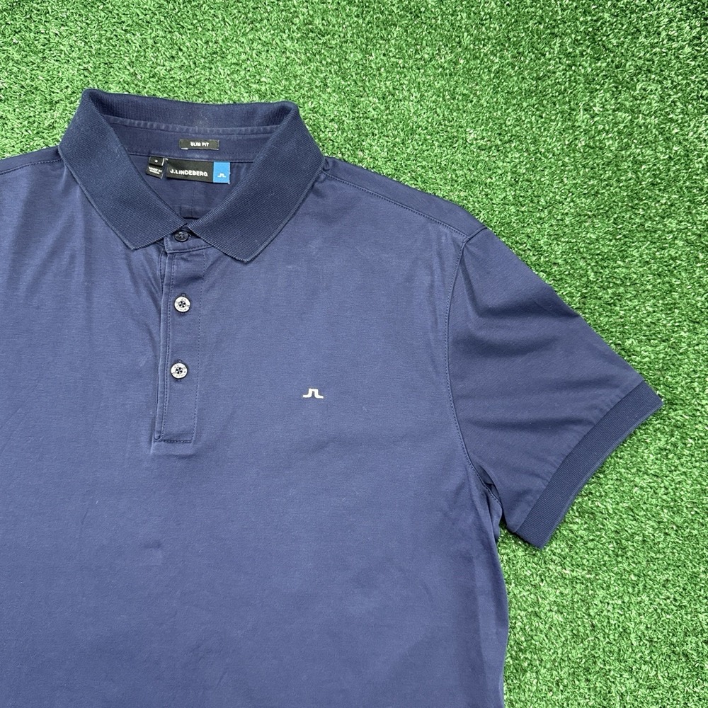 J. Lindeberg Men's Slim Fit Short Sleeve Polo Shirt Size Small Blue